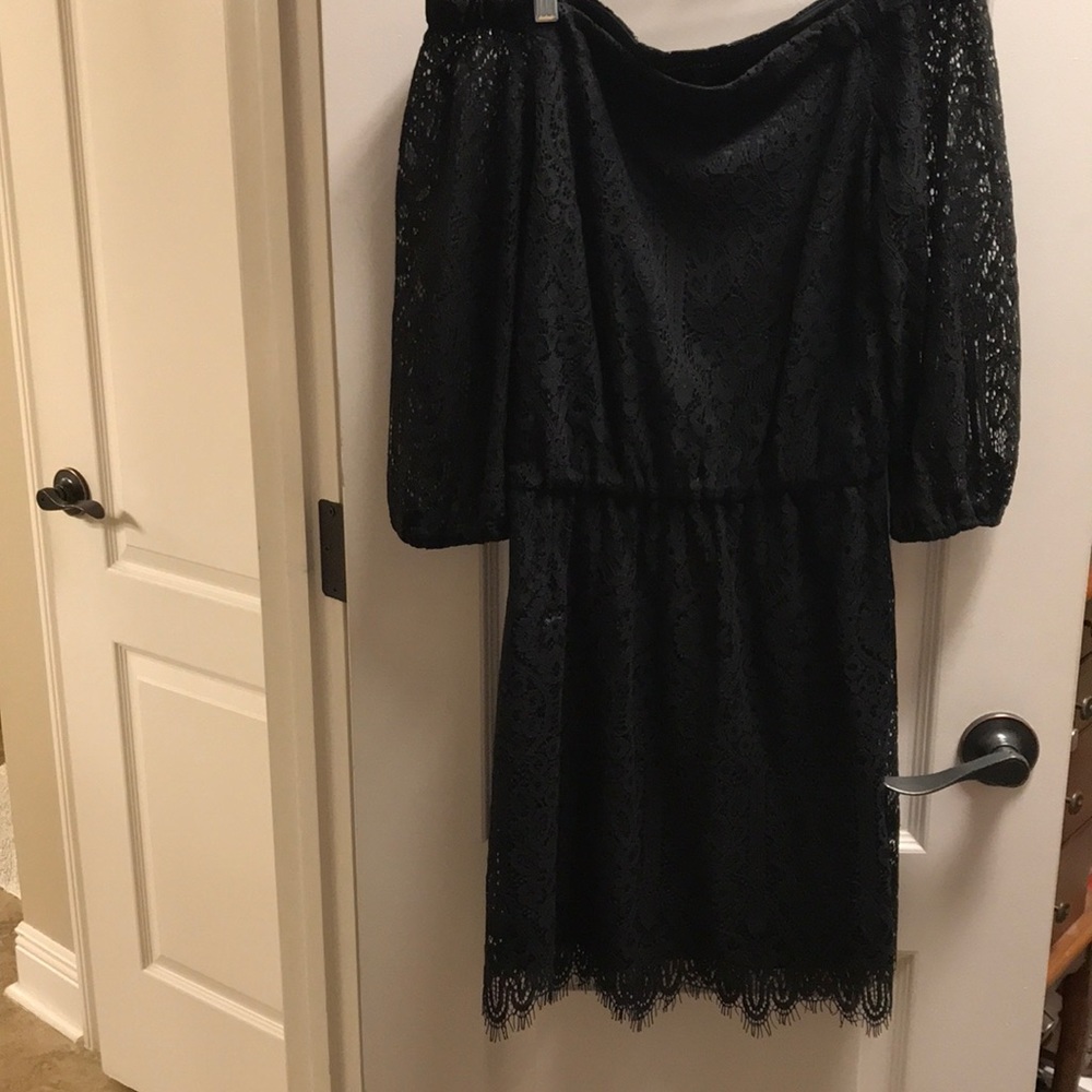 Off the shoulder black lace dress
